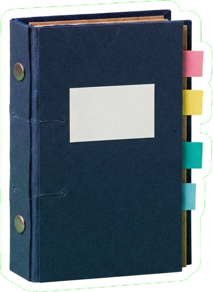 Un raccoglitore blu di carta con le linguette colorate